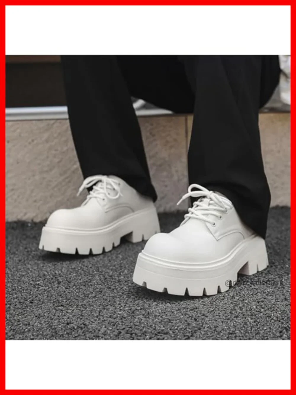 Men's Faux Leather Platform Oxfords Round Toe Lace Up Dress Shoes Non-Slip Lug